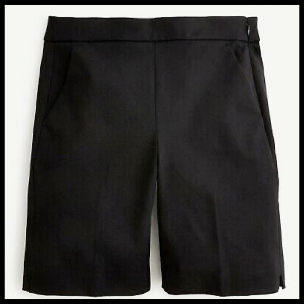 NWT J. Crew Bermuda Cotton Stretch Shorts Side Hook Zipper Black 4 29" Waist NEW